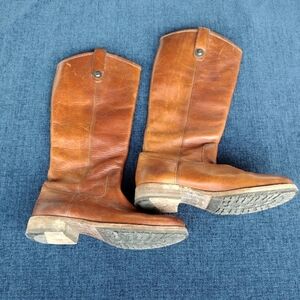 Frye Melissa Button Lug 3471374-COG Women 7B Riding Boots Cognac Tall Boots